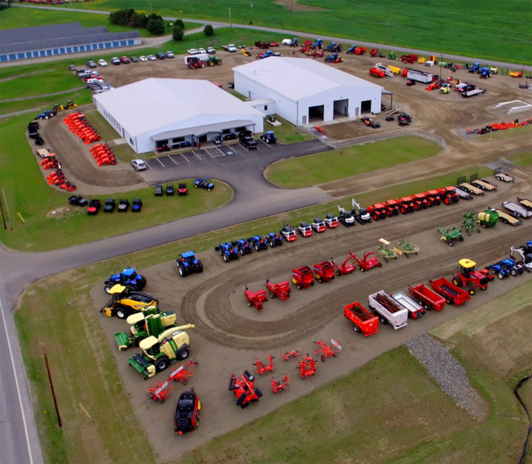 Aerial shot of farm equipment