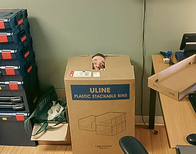 Shipping Steve in box